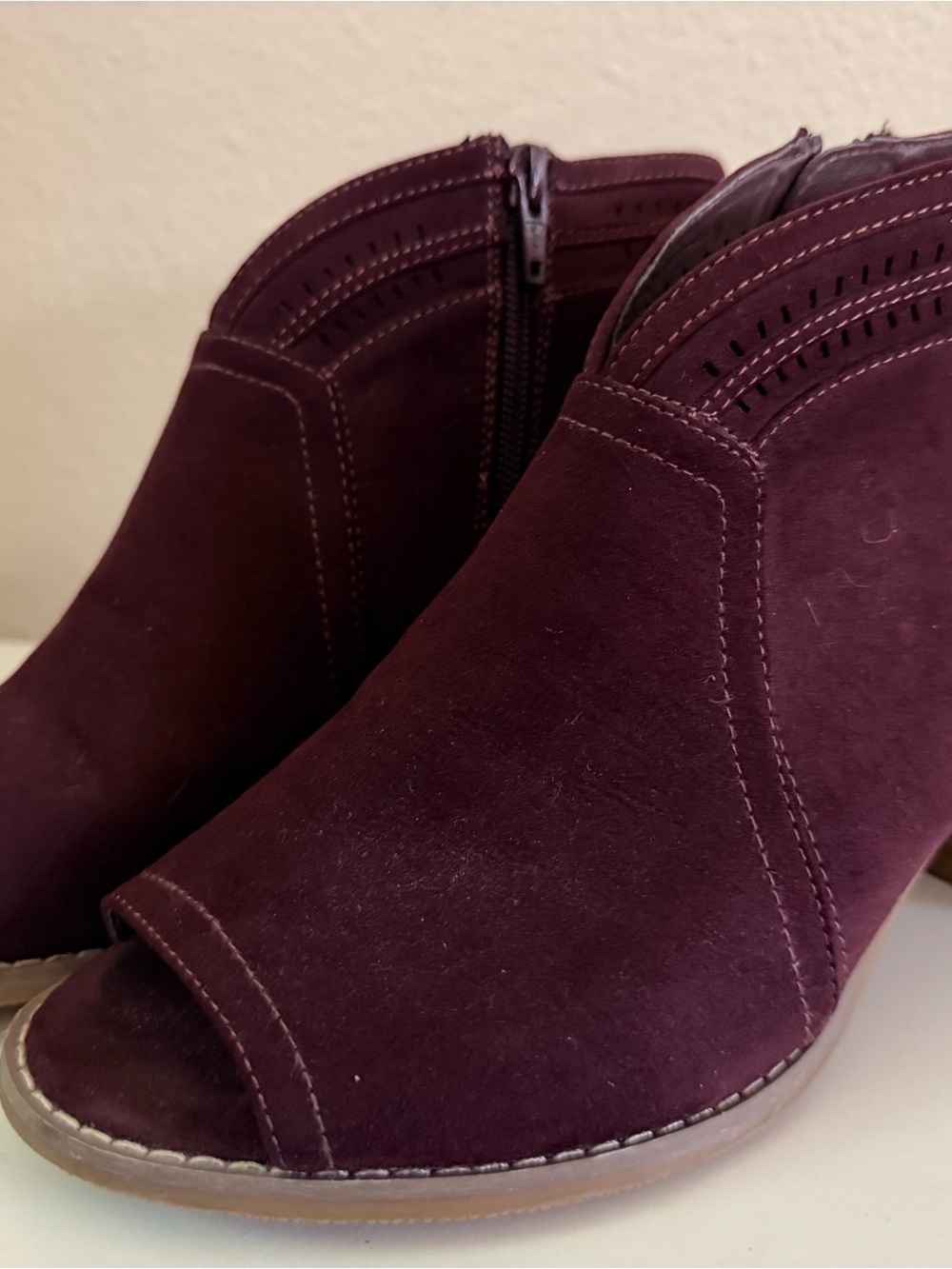 Sonoma Burgundy Suede Open-Toe Mules